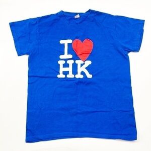 I Love HK blue short sleeve graphic t-shirt